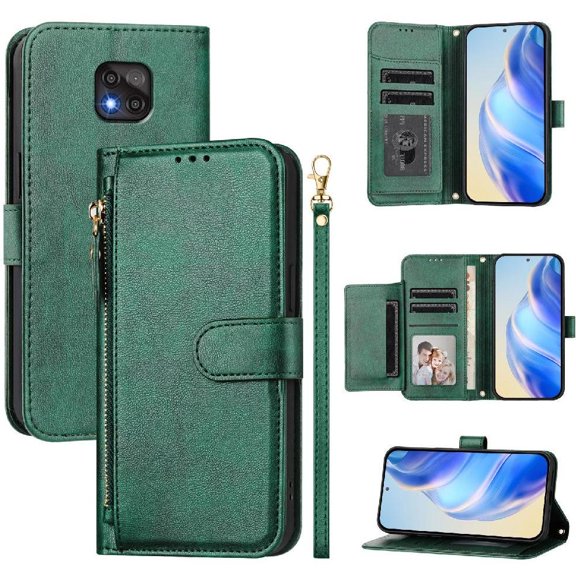 Flip Case for FLOODKING Motorola MOTO G Power 2021 PU Leather Wallet with Zipper,Lanyard