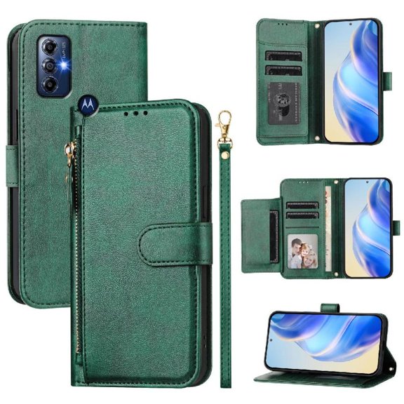 Flip Case for FLOODKING Motorola MOTO G pure 2021 PU Leather Wallet with Zipper,Lanyard