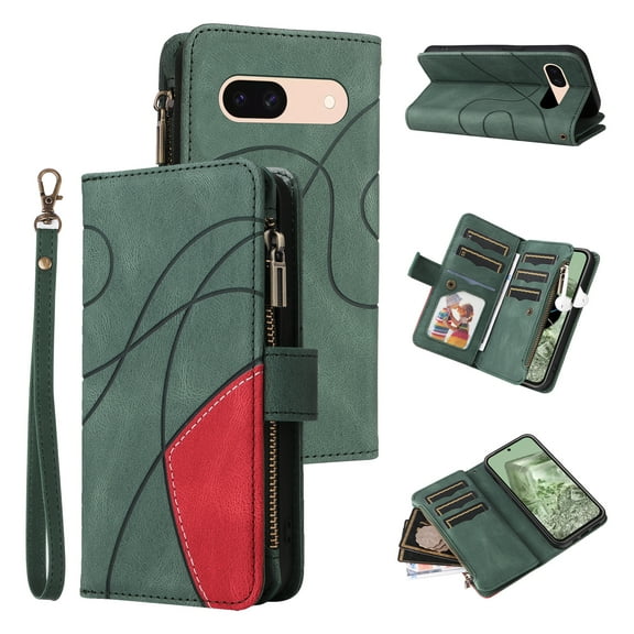 Flip Case for Google Pixel 8A, PU Leather 2 Color Assorted Kickstand Function Shockproof Wallet Cover for Google Pixel 8A