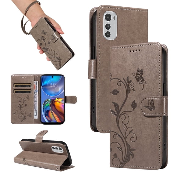 Flip Case for Motorola Moto E32s, PU Leather Card Slots with Kickstand Function Shockproof Wallet Cover for Motorola Moto E32s