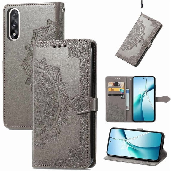 Flip Case for Oneplus Nord 5 Exquisite Pattern Flip Cover Simple Business Leather Case Shockproof