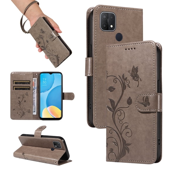 Flip Case for Oppo A15s, PU Leather Card Slots with Kickstand Function Shockproof Wallet Cover for Oppo A15s