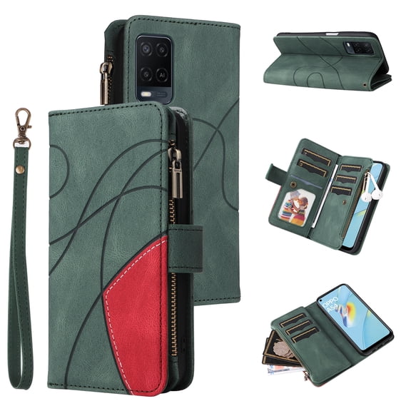 Flip Case for Oppo A16, PU Leather 2 Color Assorted Kickstand Function Shockproof Wallet Cover for Oppo A16
