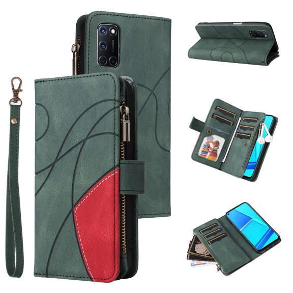 Flip Case for Oppo A92 4G, PU Leather 2 Color Assorted Kickstand Function Shockproof Wallet Cover for Oppo A92 4G