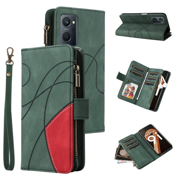 Flip Case for Oppo A96 4G, PU Leather 2 Color Assorted Kickstand Function Shockproof Wallet Cover for Oppo A96 4G