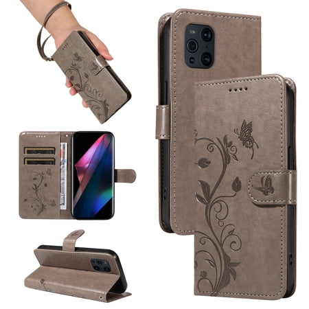 Flip Case for Oppo Find X3 Pro, PU Leather Card Slots with Kickstand Function Shockproof Wallet Cover for Oppo Find X3 Pro