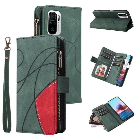 Flip Case for Poco M5s, PU Leather 2 Color Assorted Kickstand Function Shockproof Wallet Cover for Poco M5s