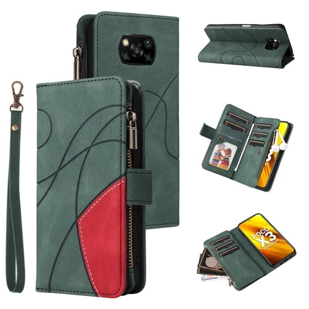 Flip Case for Poco X3 Pro 4G LTE, PU Leather 2 Color Assorted Kickstand Function Shockproof Wallet Cover for Poco X3 Pro 4G LTE