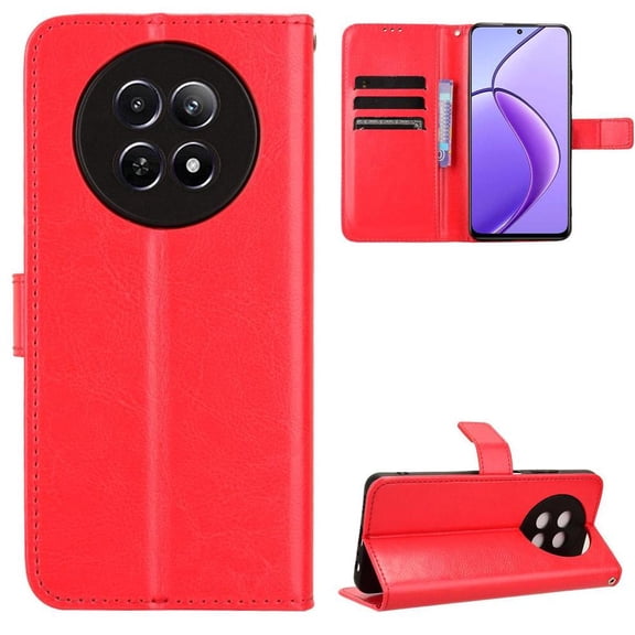 Flip Case for Realme 12X 5G All-in-One Wallet Multifunctional Folio Flip Cover with Card Holder and Detachable Wrist Strap