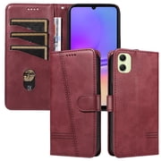 Flip Case for Samsung Galaxy A05, 360 Degree Protection Shockproof PU Leather Wallet Phone Cover, Kickstand and 3 Card Slots, Red