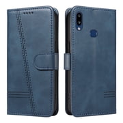 Flip Case for Samsung Galaxy A10S, 360 Degree Protection Shockproof PU Leather Wallet Phone Cover, Kickstand and 3 Card Slots, Blue