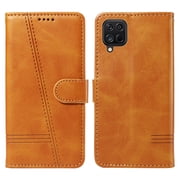 Flip Case for Samsung Galaxy A12, 360 Degree Protection Shockproof PU Leather Wallet Phone Cover, Kickstand and 3 Card Slots, Yellow