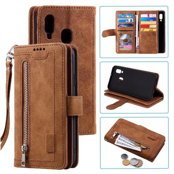 Flip Case for Samsung Galaxy A20e 9 Card Slots Lanyard Wallet Pu Leather Kickstand