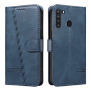Flip Case for Samsung Galaxy A21, 360 Degree Protection Shockproof PU Leather Wallet Phone Cover, Kickstand and 3 Card Slots, Blue