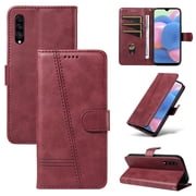 Flip Case for Samsung Galaxy A30s, 360 Degree Protection Shockproof PU Leather Wallet Phone Cover, Kickstand and 3 Card Slots, Red