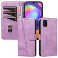 thumbnail image 1 of Flip Case for Samsung Galaxy A31 Dual SIM, 360 Degree Protection Shockproof PU Leather Wallet Phone Cover, Kickstand and 3 Card Slots, Purple, 1 of 14