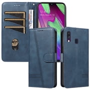 Flip Case for Samsung Galaxy A40, 360 Degree Protection Shockproof PU Leather Wallet Phone Cover, Kickstand and 3 Card Slots, Blue