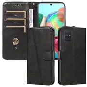 Flip Case for Samsung Galaxy A51 4G Dual SIM, 360 Degree Protection Shockproof PU Leather Wallet Phone Cover, Kickstand and 3 Card Slots, Black