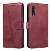Flip Case for Samsung Galaxy A70S, 360 Degree Protection Shockproof PU Leather Wallet Phone Cover, Kickstand and 3 Card Slots, Red