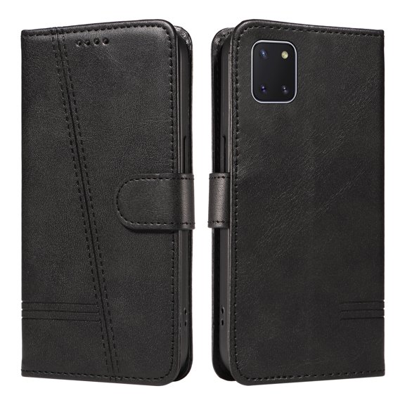 Flip Case for Samsung Galaxy Note 10 Lite, 360 Degree Protection Shockproof PU Leather Wallet Phone Cover, Kickstand and 3 Card Slots, Black
