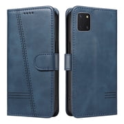 Flip Case for Samsung Galaxy Note 10 Lite, 360 Degree Protection Shockproof PU Leather Wallet Phone Cover, Kickstand and 3 Card Slots, Blue
