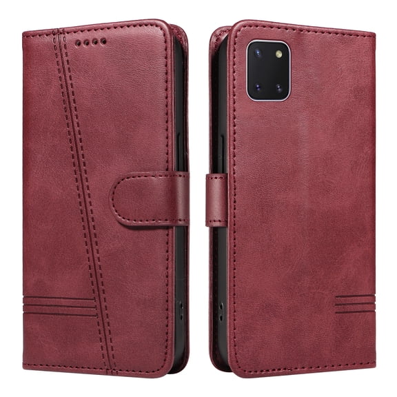 Flip Case for Samsung Galaxy Note 10 Lite, 360 Degree Protection Shockproof PU Leather Wallet Phone Cover, Kickstand and 3 Card Slots, Red