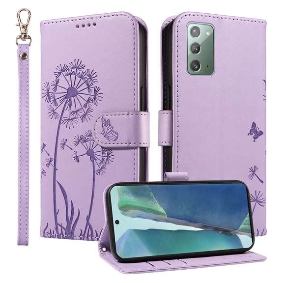 Flip Case for Samsung Galaxy Note 20 5G (SM-N981), Card Holder and Kickstand, Shockproof and Scratch Resistant, Purple