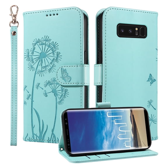 Flip Case for Samsung Galaxy Note 8 (SM-N950), Card Holder and Kickstand, Shockproof and Scratch Resistant, Green