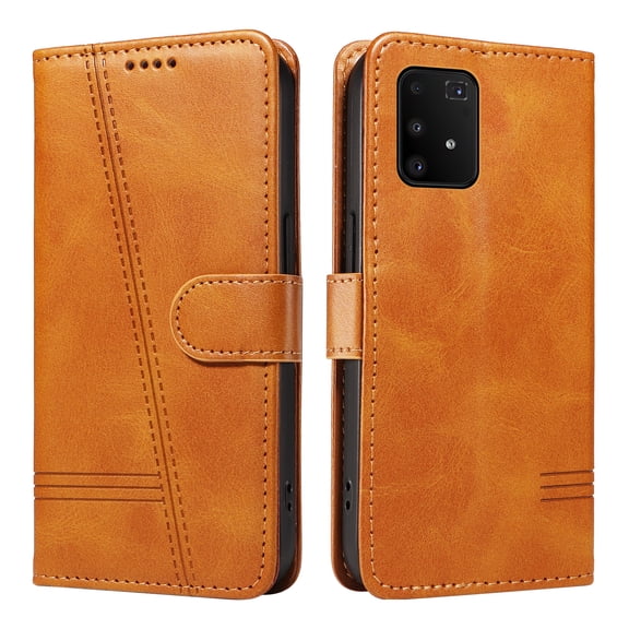 Flip Case for Samsung Galaxy S10 Lite, 360 Degree Protection Shockproof PU Leather Wallet Phone Cover, Kickstand and 3 Card Slots, Yellow