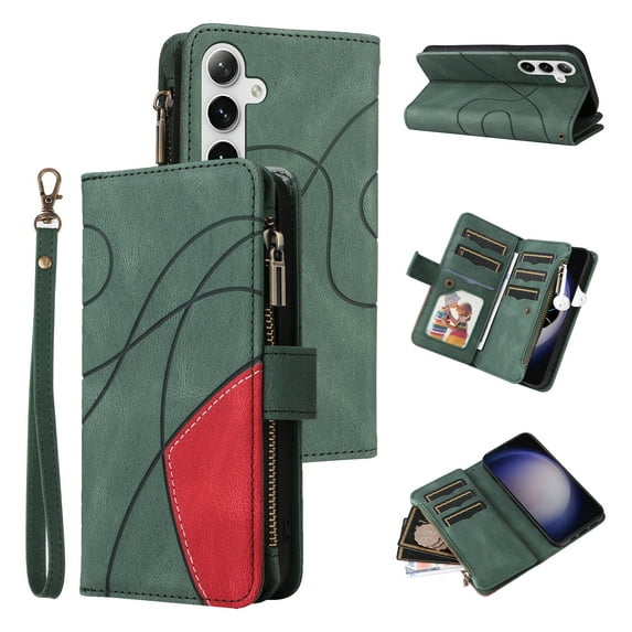 Flip Case for Samsung Galaxy S24, PU Leather 2 Color Assorted Kickstand Function Shockproof Wallet Cover for Samsung Galaxy S24