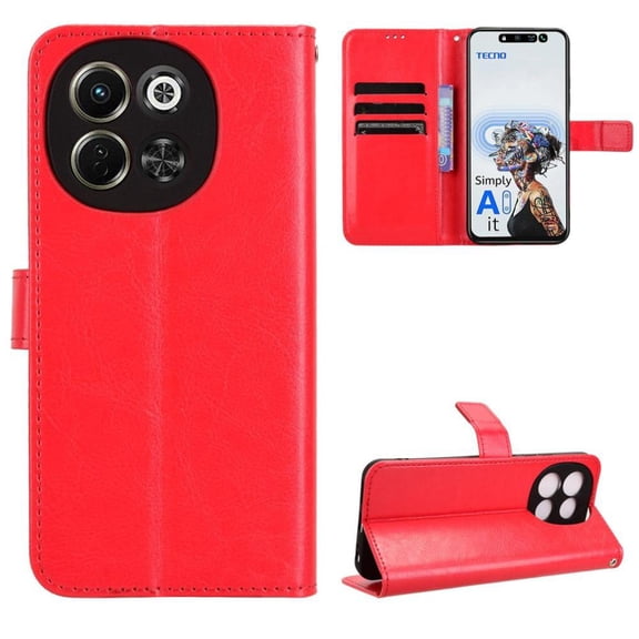 Flip Case for Tecno Spark 30 5G All-in-One Wallet Multifunctional Folio Flip Cover with Card Holder and Detachable Wrist Strap