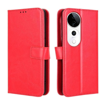 Flip Case for VIVO V40 5G All-in-One Wallet Multifunctional Folio Flip Cover with Card Holder and Detachable Wrist Strap