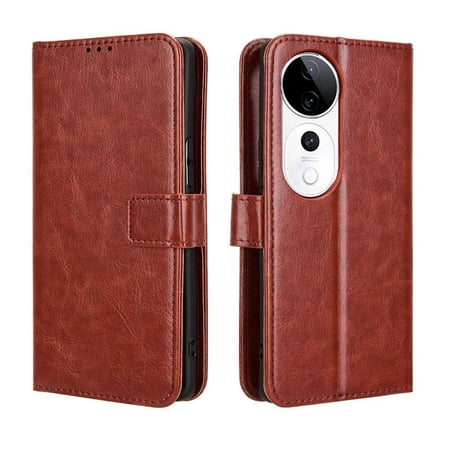 Flip Case for VIVO V40 5G All-in-One Wallet Multifunctional Folio Flip Cover with Card Holder and Detachable Wrist Strap