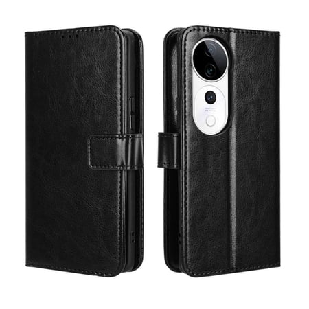 Flip Case for VIVO V40 5G All-in-One Wallet Multifunctional Folio Flip Cover with Card Holder and Detachable Wrist Strap
