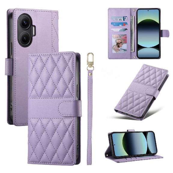 Flip Case for Xiaomi Poco F7 5g Elegant Leather Case Wallet Shockproof Dual Straps