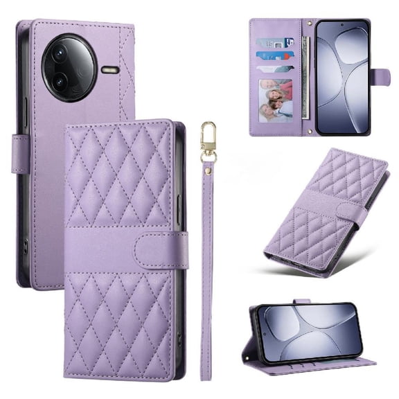 Flip Case for Xiaomi Poco F7 Pro Leather Case Wallet Dual Straps Elegant Shockproof