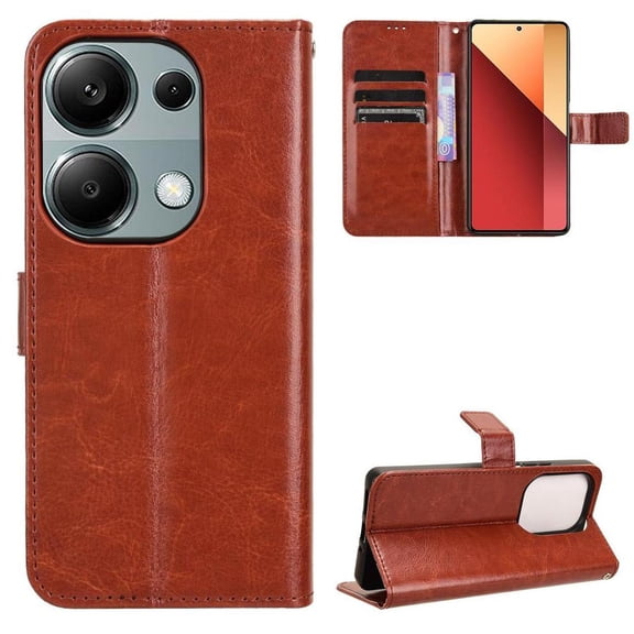 Flip Case for Xiaomi Poco M6 Pro 4G All-in-One Wallet Multifunctional Folio Flip Cover with Card Holder and Detachable Wrist Strap