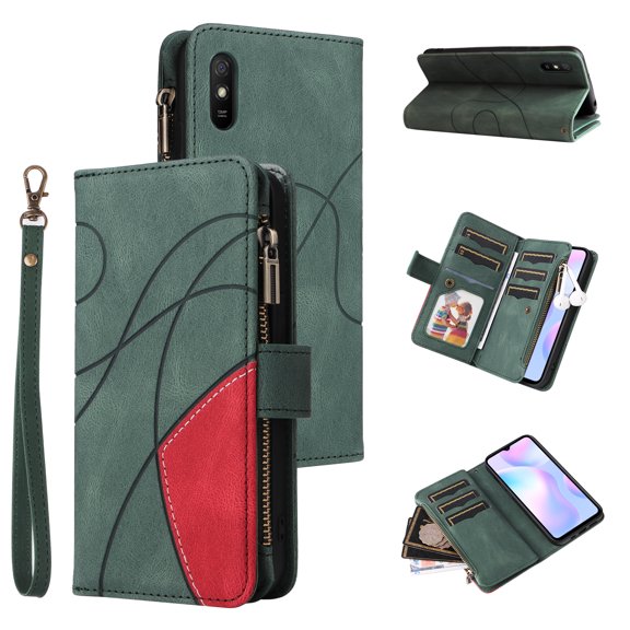 Flip Case for Xiaomi Redmi 9AT, PU Leather 2 Color Assorted Kickstand Function Shockproof Wallet Cover for Xiaomi Redmi 9AT