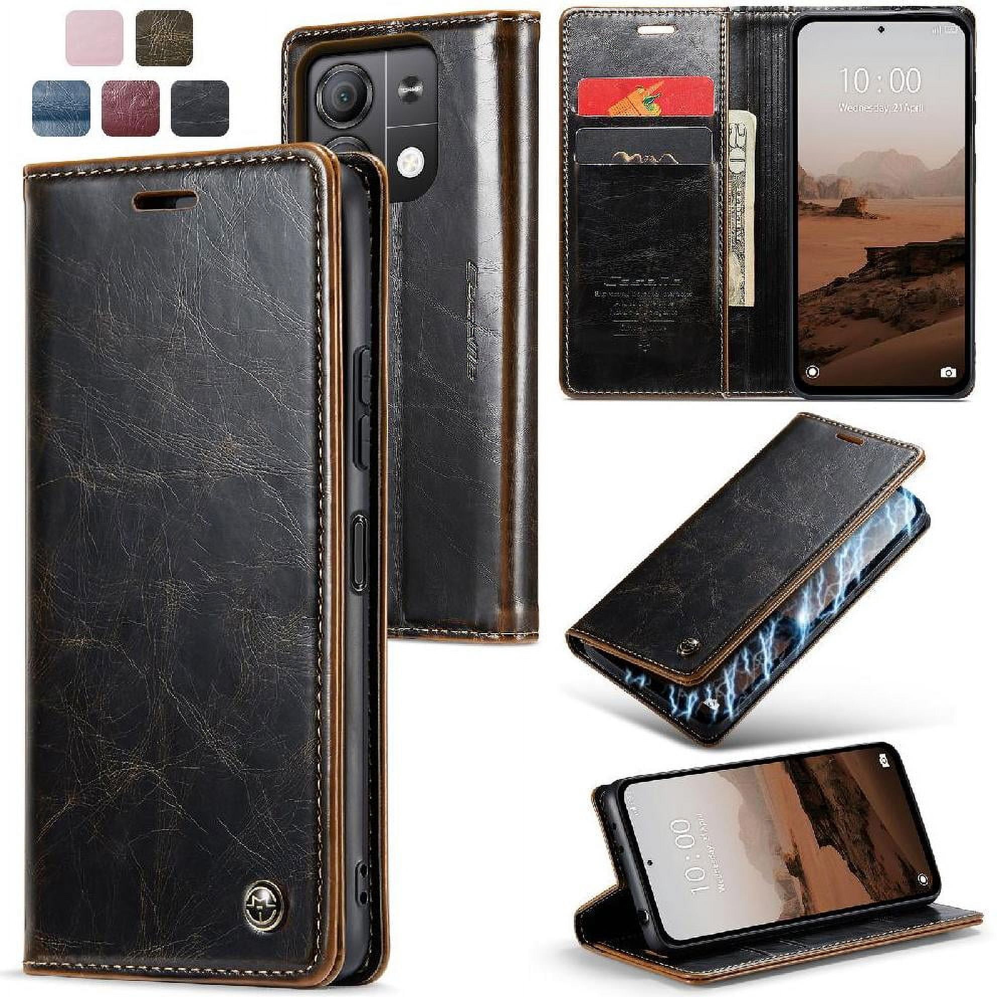Flip Case for Xiaomi Redmi Note 13 5g Magnetic Wallet Card Holder Kickstand Crazy Horse Pu Leather Retro Wallet Cover
