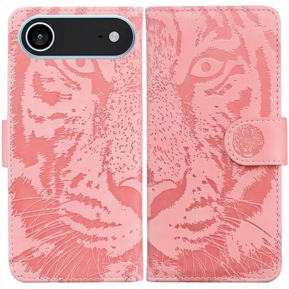 Flip Case for iphone 17 Air Embossed Cute Tiger Kickstand Protective Leather Wallet