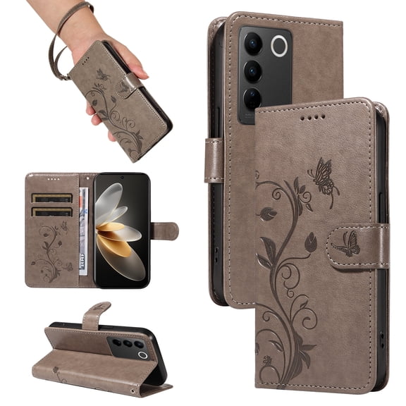 Flip Case for vivo V27 5G, PU Leather Card Slots with Kickstand Function Shockproof Wallet Cover for vivo V27 5G