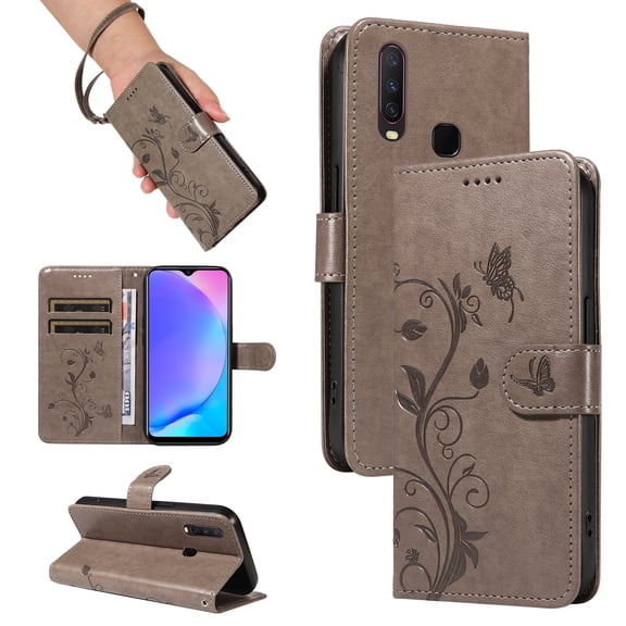 Flip Case for vivo Y15, PU Leather Card Slots with Kickstand Function Shockproof Wallet Cover for vivo Y15