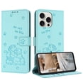 thumbnail image 1 of Flip Case for iPhone 12 Pro / 12 6.1" PU Leather Wallet Case with Card Slots Magnetic Clasp Stand Function Cover Lovely Embossed with Wrist Strap Soft Inner Case for iPhone 12 Pro / 12 6.1" - Green, 1 of 8