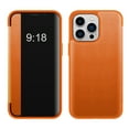 thumbnail image 1 of Flip Case for iPhone 15 Pro Max, Clear View Window Lychee Pattern PU Leather Folio Cover with Magnetic Closure Shockproof Full Protection Case for iPhone 15 Pro Max, Orange, 1 of 6