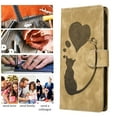 thumbnail image 1 of Flip Case for iPhone 15 with Wrist Strap PU Leather Inner TPU Material Wallet Case with Card Slot Magnetic Clasp[RFID Blocking] Stand Function Dustproof Cover Cat Love Pattern-Beige, 1 of 14