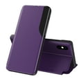 thumbnail image 1 of Flip Case for iPhone XS/iPhone X with Kickstand Magnetic Closure Bracket Mirror Window Case, Premium PU Leather Shockproof Anti-Drop Luxury Folio Phone Cover for iPhone XS/iPhone X 5.8 Inch,Purple, 1 of 7