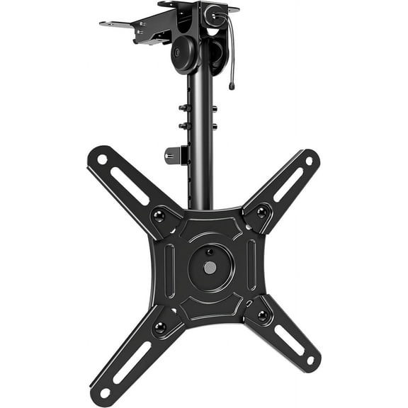 Flip Down Ceiling TV Mount for Most 14-40 Ih TVs, Floding Flat and Pitched Roof, Height Adjustable Full Motion tv Bracket 360 Swivel, Max 200x200mm, up to 22 Lbs, YD3030