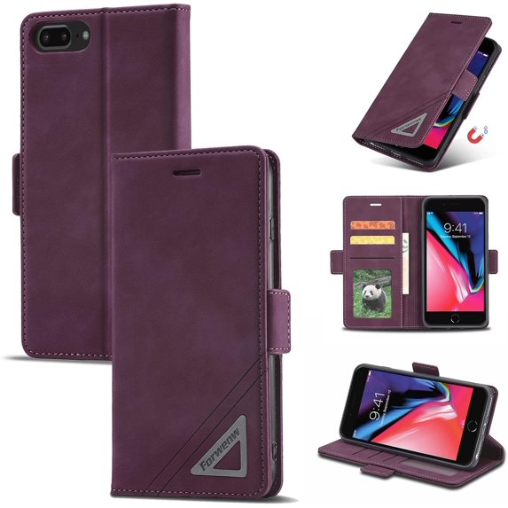 Flip Cell Phone Case for iPhone SE(5G) 2022 iPhone 7 iPhone 8 iPhone SE 2020, Magnetic Closure Premium Shockproof PU Leather Protective Phone Case Kickstand Card Slot Wallet Cover - Wine Red