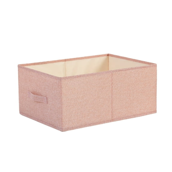 Flip Cover Fabric Finishing Foldable Clothes Quilt Wardrobe Storage Box - pink