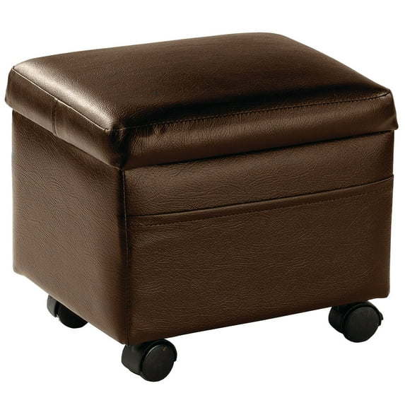 Flip Cover Ottoman by OakRidge, 13" x 10", Brown Leather